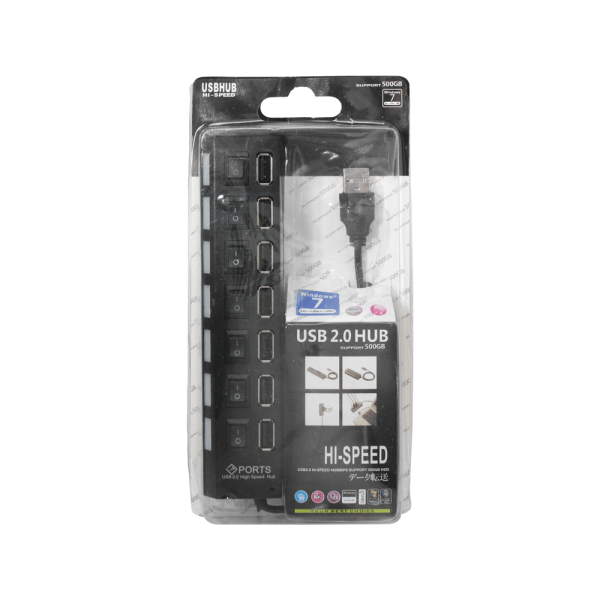 USB хъб No Brand USB 2.0 7 Порта Черен - 12054 - 04