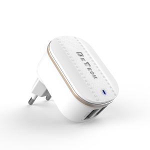 Мрежово зарядно устройство DeTech DE-15 5V/3.1A 220V 2 x USB Бял - 40095 - 06