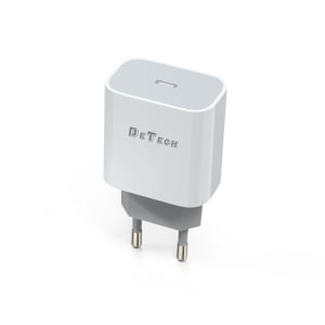 Мрежово зарядно устройство DeTech DE-30 5V/3.0A 220V 1 x Type-C F PD Бял - 40114