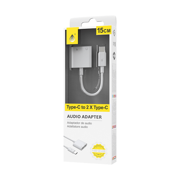 Преходник One Plus NB1248 Type-C към  Type-C F + Type-C F 0.15m Бял - 40165 - 02
