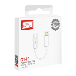 Преходник Earldom ET-OT49 Lightning към 3.5mm F 0.15m Бял - 40216 - 02