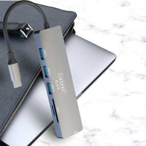 Докинг станция Earldom ET-W18 Type-C към 3xUSB 3.0 SD MicroSD HDMI Сив - 40232 - 02