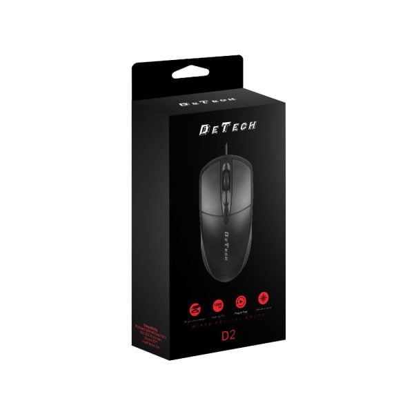 Мишка DeTech D2 Оптична Черен - 733 - 02