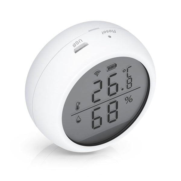 Смарт сензор No brand PST-WSD400B За температура и влажност LCD екран Wi-Fi Tuya Smart Бял - 91010 - 02