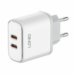 Мрежово зарядно устройство LDNIO A2528M MFi 35W 2 x Type-C F PD С Кабел Type-C към Lightning Бял - 40280 - 03