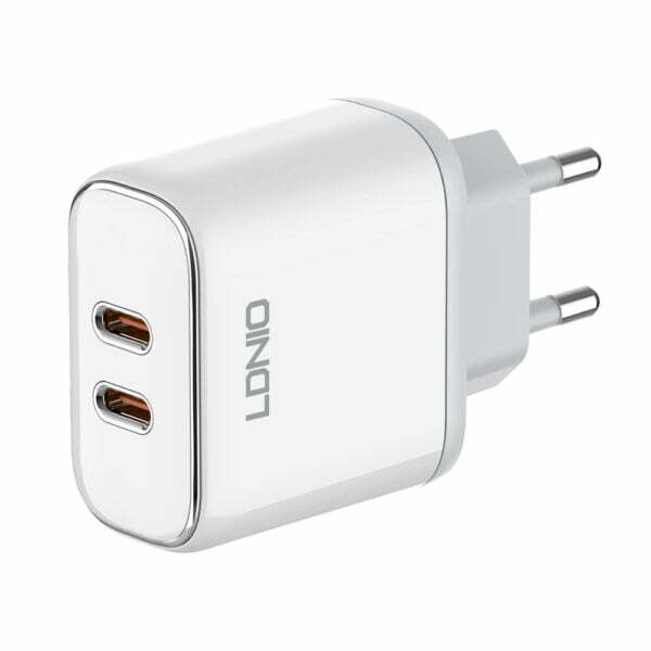 Мрежово зарядно устройство LDNIO A2528M MFi 35W 2 x Type-C F PD С Кабел Type-C към Lightning Бял - 40280 - 03