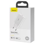 Мрежово зарядно устройство Baseus Speed Mini 1C 20W 1 x Type-C F Бял - 40414 - 03