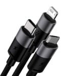 Кабел за зареждане Baseus StarSpeed 3 в 1 Micro USB Lightning Type-C 1.2m Черен - 40491 - 02