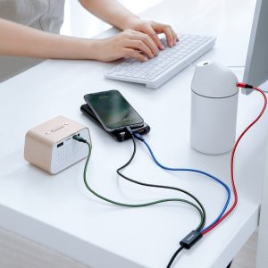 Кабел за зареждане Baseus Fast 4 в 1 Micro USB 2 x Lightning Type-C 1.2m Черен - 40493 - 02