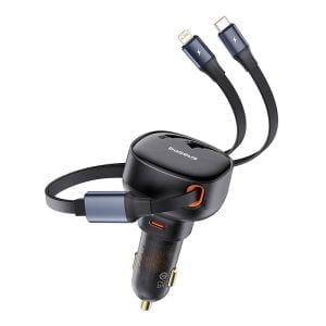 Зарядно устройство за кола Baseus Enjoyment Pro 60W С Type-C и Lightning кабел Черен - 40498 - 02