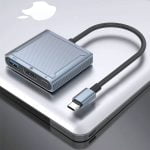 Преходник DeTech USB-C - DP 8K 60HZ USB3.0 PD 60W Сив - 17845 - 02