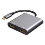 Преходник DeTech 2в1 USB-C –2хHDMI 4K 30Hz Сив - 17846