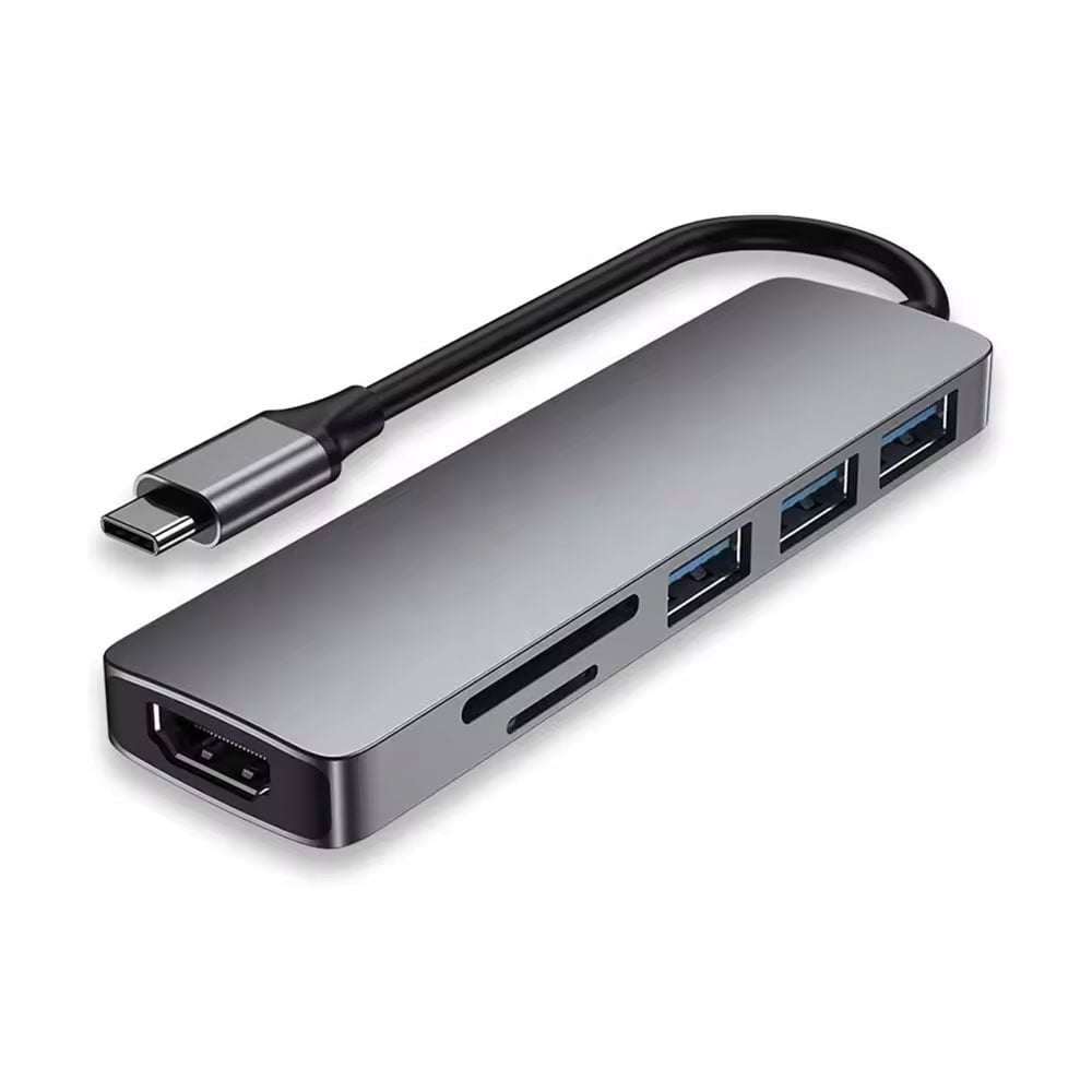Докинг станция DeTech 6в1 USB3.1 Type-C-USB3.0*3+4K HDMI 4K 30HzSD/TF Card Сив - 17851 Докинг станция DeTech 6в1 USB3.1 Type-C-USB3.0*3+4K HDMI 4K 30HzSD/TF Card Сив - 17851