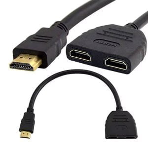 Сплитер DeTech HDMI (M) - 2*HDMI(F) Черен - 17861 - 02