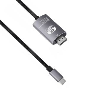 Кабел DeTech USB-C – HDMI 2.0m 4K 60Hz С оплетка Сив - 18394
