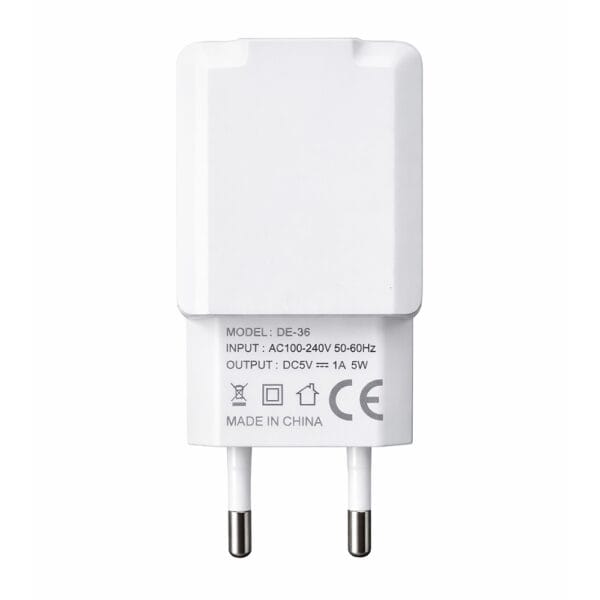 Мрежово зарядно устройство DeTech DE-36 5V/1A 220V 1 x USB Бял - 40537 - 03